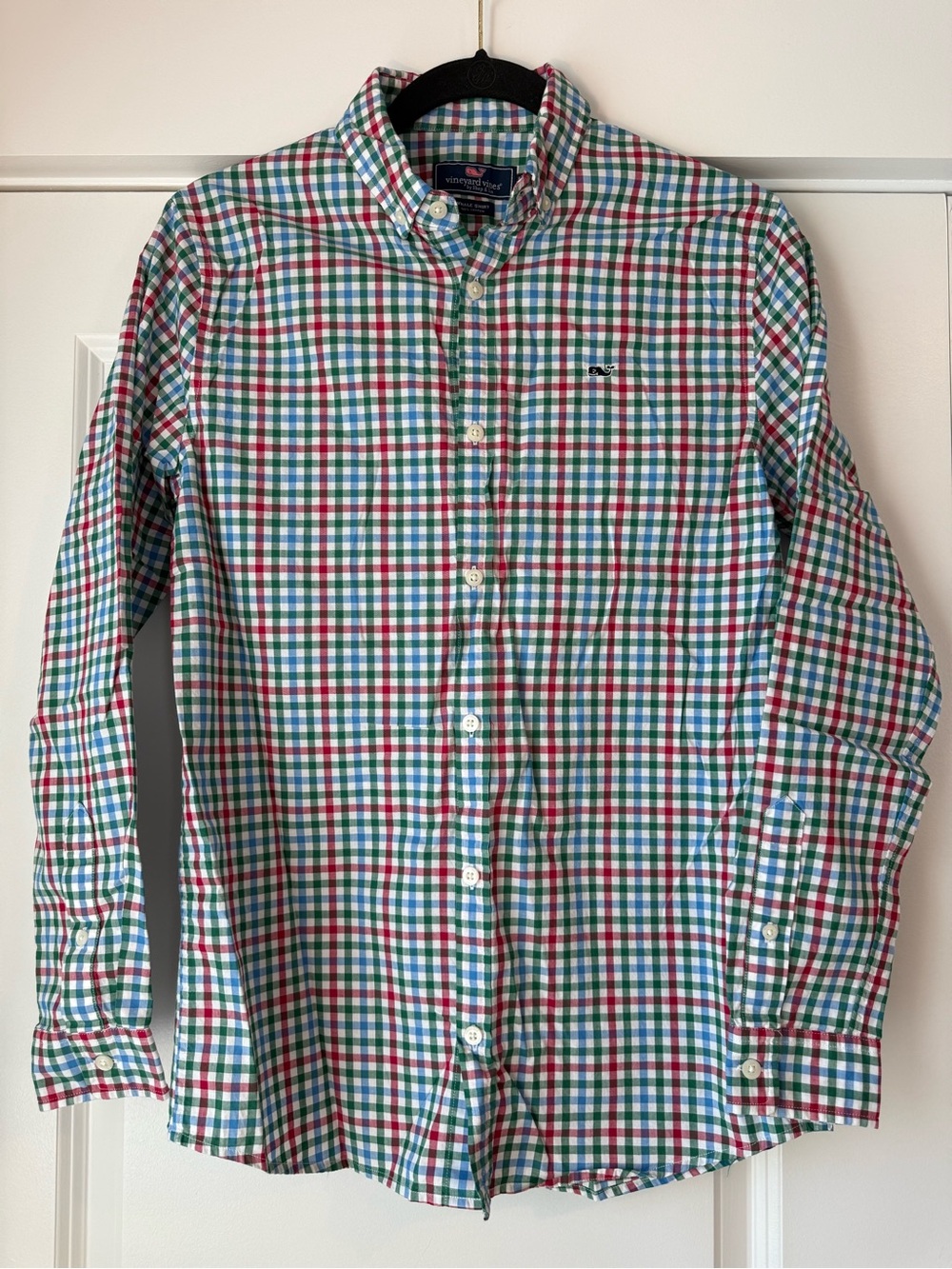 Vineyard Vines Red, Green, and Blue Check Button Down Whale Shirt Size XL 18